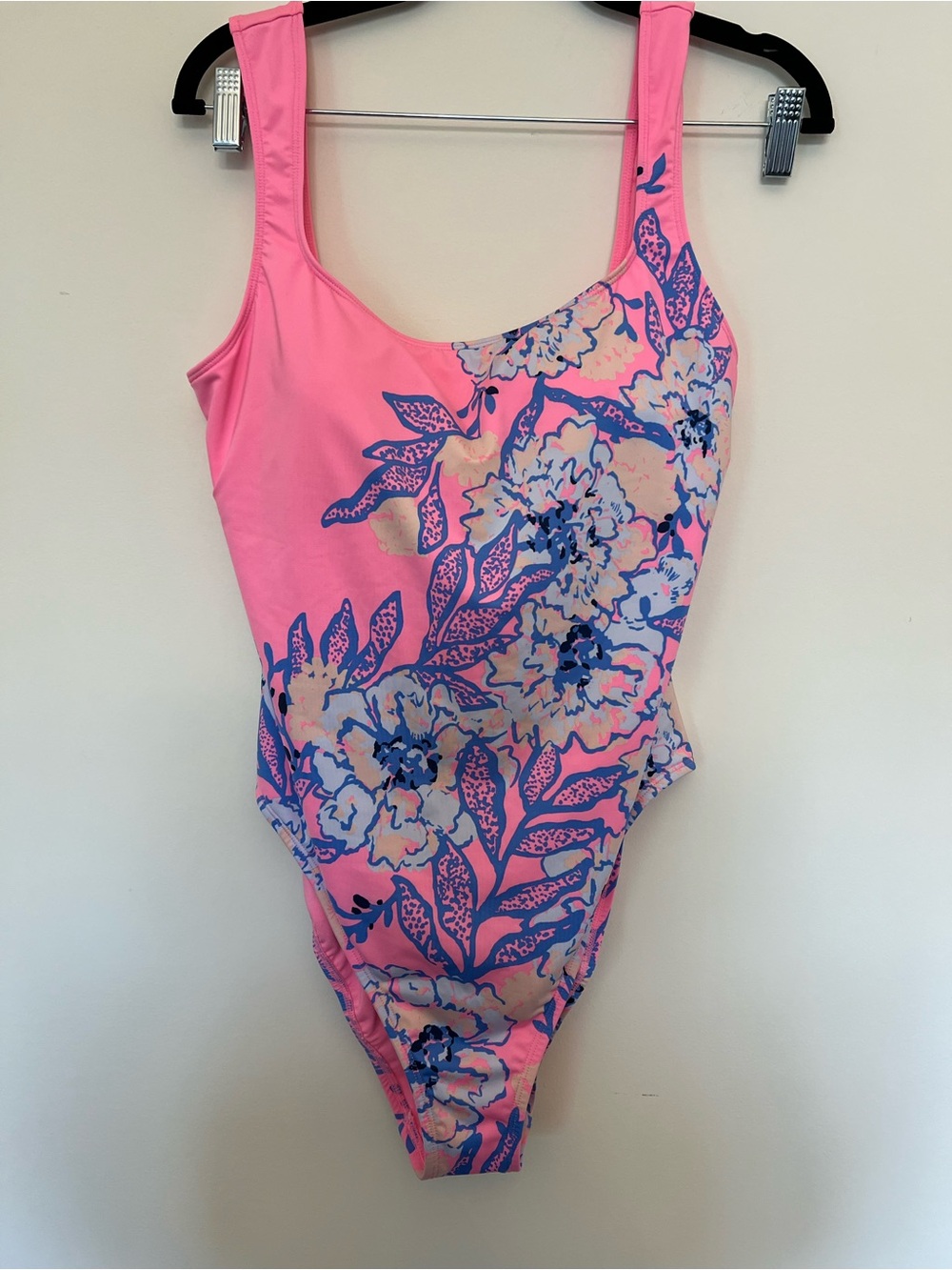 Lilly Pulitzer Pink Floral One-Piece Swimsuit with Blue and Cream Accents
